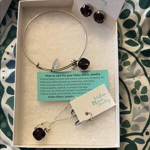 Helen Marie Silver and Garnet Bracelet Set